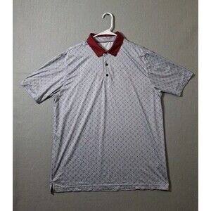Maelreg Polo Shirt Mens L Performance Golf Club All over Print Stretch Wicking